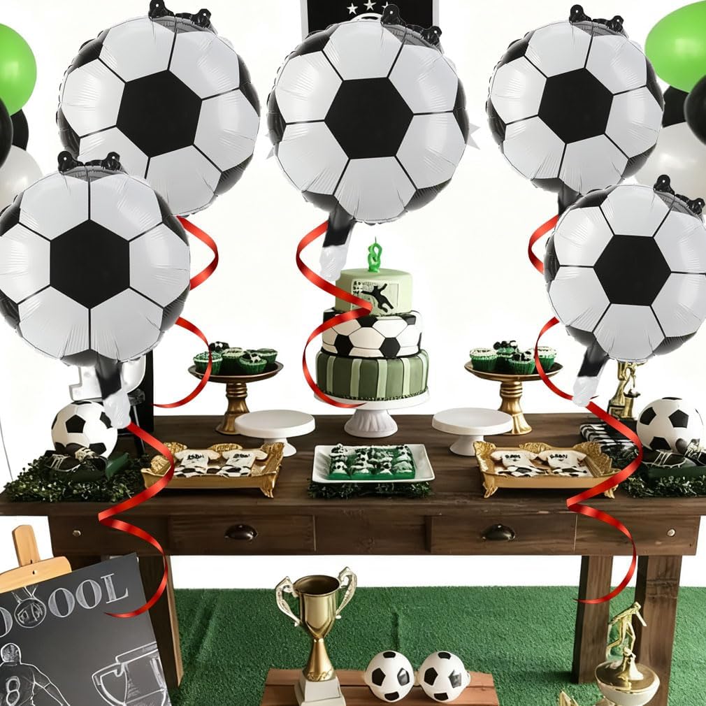 12 PCS 18 Inch Soccer Balloons Birthday Party Decorations Soccer Ball Balloons Party Favors Supplies Giant Large Sports Balloon Lover Theme Christmas Mylar Foil Helium Aluminum Balloon Baby Shower