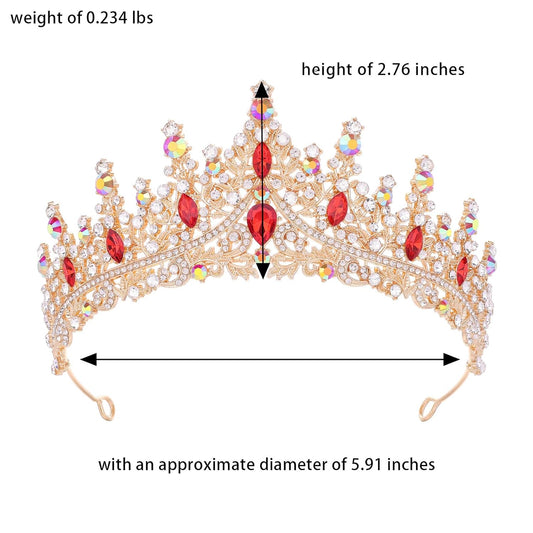 Red Tiara for Women Crystal Queen Crowns Rhinestone Princess Tiaras for Girl Wedding Headband for Bride Hair Accessories for Halloween Costume Birthday Party Prom Mother's Gifts