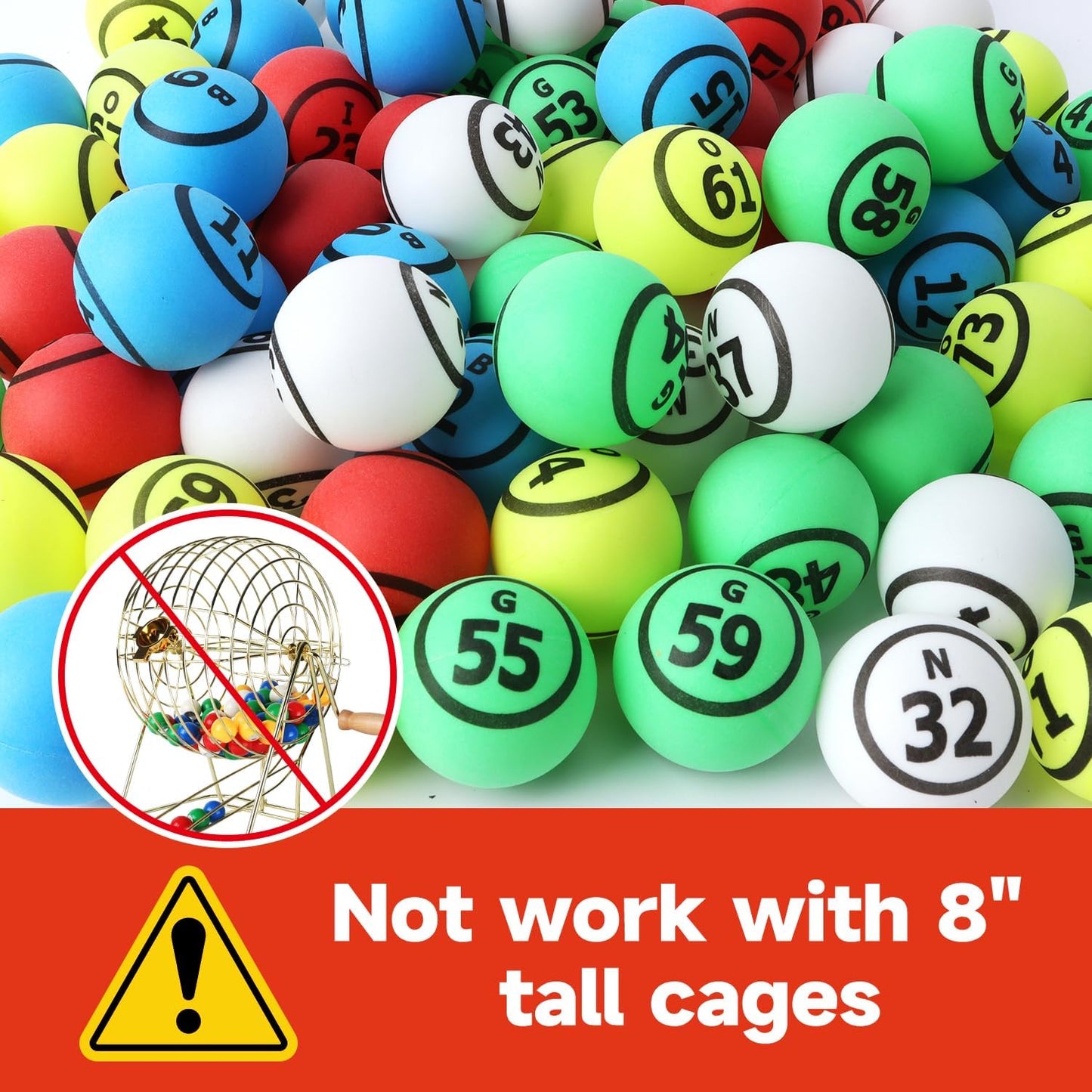 GSE Games & Sports Expert 1.5" Bingo Balls - Ping Pong Size Balls for Large Bingo Cage, Bingo Calling Balls for Parties, Prize Raffles, Family Game Nights