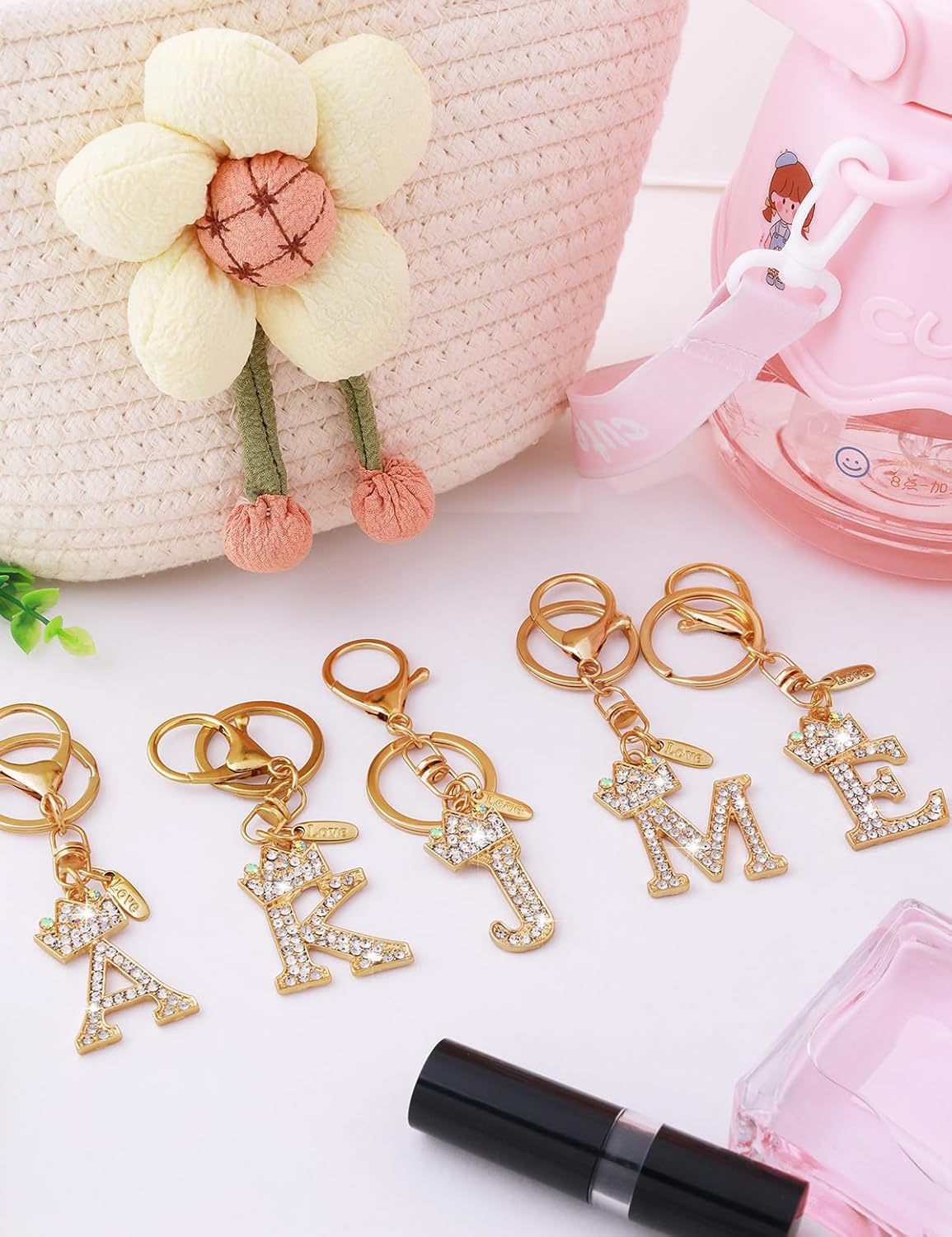 ChunlongFour Initial Letter Keychain for Women Girl Bag Charm Butterfly Tassel Keychain for Wallet Car Key Backpack Handbag