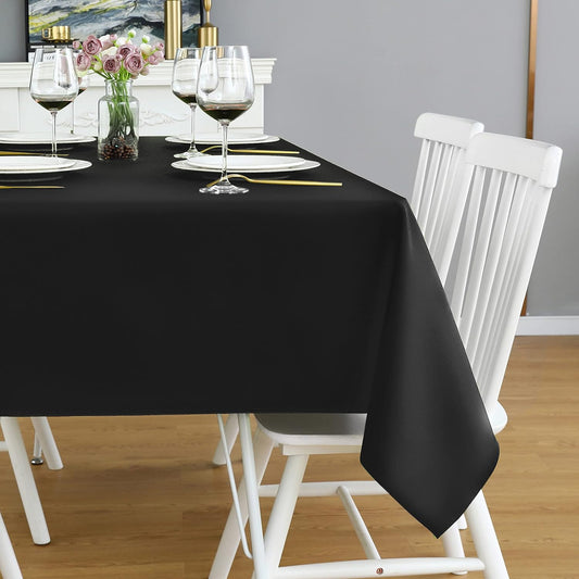 FOLINS&HOME Black Rectangle Tablecloth 52 x 70 Wrinkle Free Waterproof Polyester Table Cloths, Spillproof Heavy Duty and Washable Table Cover for Party, Banquet, Indoor and Outdoor-Oblong/Rectangular