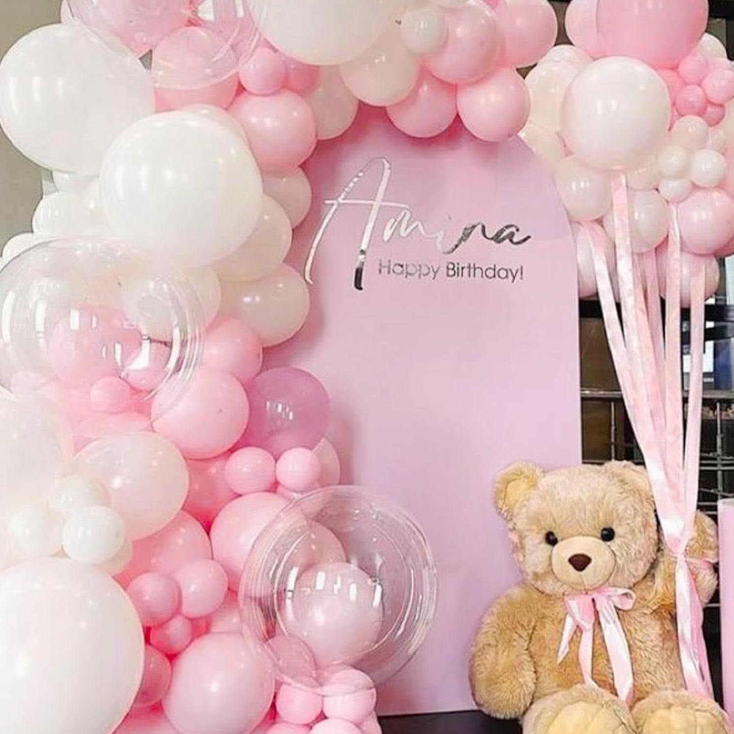 PartyWoo Pink and White Balloons, 140 pcs Pastel Pink and White Balloons Different Sizes Pack of 18 Inch 12 Inch 10 Inch 5 Inch for Balloon Garland or Arch as Birthday Decorations, Party Decorations
