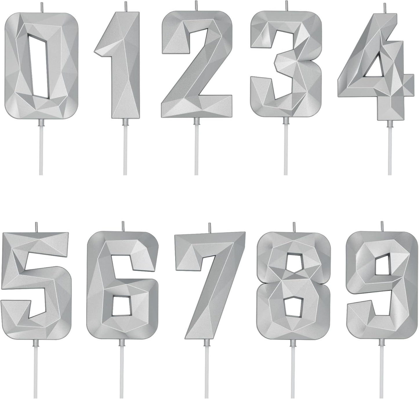 DERVENTA Birthday Candle Big Number 3D Silver 3.7 inch Party Celebration Anniversary Decoration Cake Topper 1 Piece (Number 1 Silver)