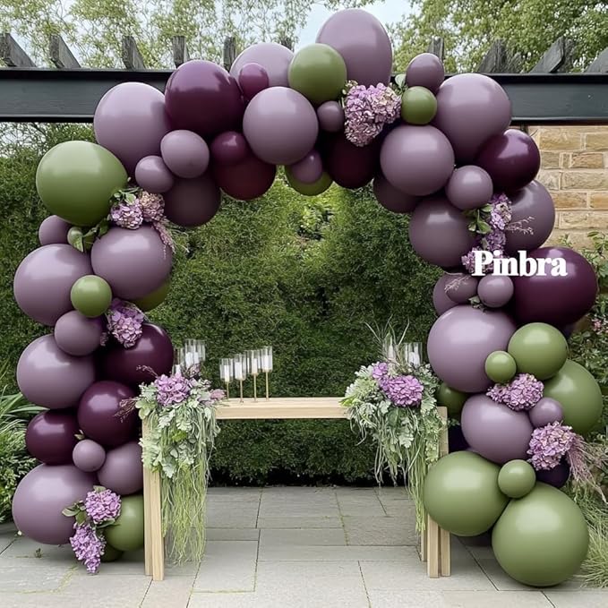 Burgundy Balloons Double Stuffed Dark Purple Plum Mauve Balloon Garland Maroon Magenta Latex Balloons for Birthday Bridal Shower Wedding Anniversary Mother's Day Party Decorations