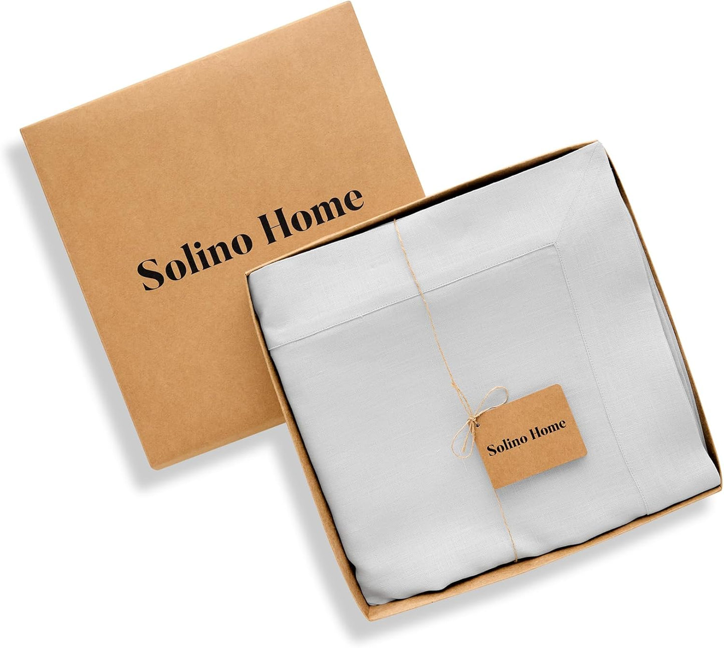 Solino Home Linen Tablecloth for Rectangle Tables 60 x 108 Inch - 100% Pure Linen Silver Cloud Table Cloth - Fete, Machine Washable Cloth Tablecloth for Fall, Autumn, Thanksgiving