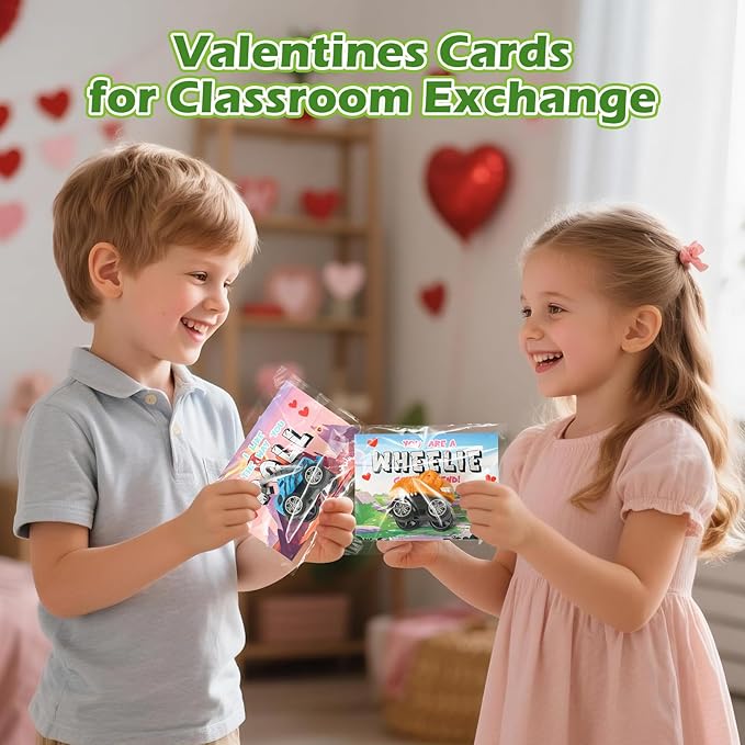 Valentines Day Cards for Kids School - 24 Pack Pull Back Monster Dinosaur Truck Toys with Cards, Valentines Day Gifts for Kids, Valentines Classroom Exchange Prizes, School Party Favor Toys