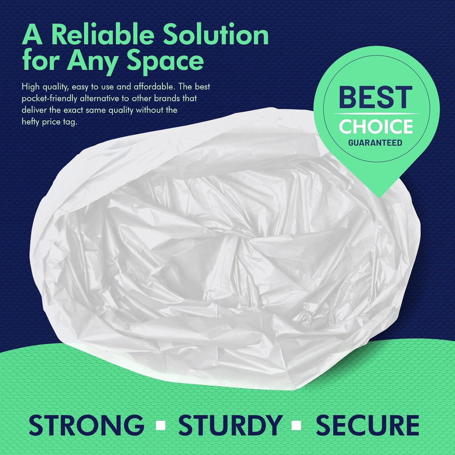 PAMI Medium 8-Gallon Trash Bags 100-Pack, White - Strong Multipurpose Plastic Wastebasket - Unscented Can Liners For Kitchen Bathroom Office-Garbage Bags, 1ft x2ft