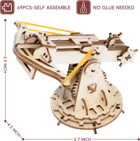 3D Wooden Puzzles for Adults,Wood Ballista Model Building Kit,Assembling Catapult Gifts for Boys and Girls,Best Educational Christmas Birthday Day Gift for Friends (Wooden Ballista)