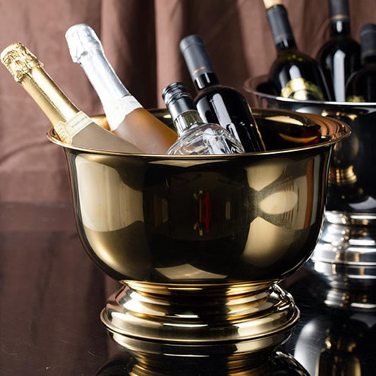 Gold Ice Bucket for Parties Stainless Steel 8L Beverage Tub Large Capacity Champagne Bucket Drink Tub Insulated Punch Bowl Drink Chiller
