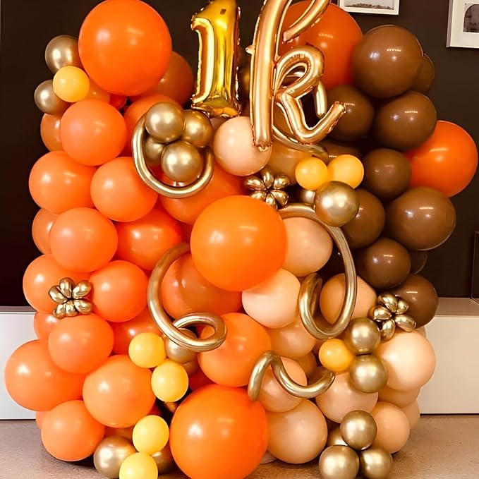 110pcs Orange Balloons 12inch Burnt Orange Latex Party Balloons for Thanksgiving Day, Fall Theme Party, Wedding, Birthday, Halloween, Baby Shower, Anniversary Party Decorations