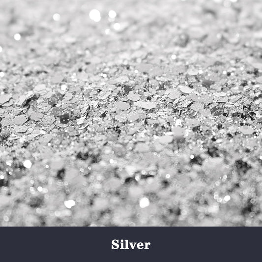 Holographic Chunky Glitter, 190g/6.7oz Chunky and Fine Mixed Craft Glitter, Bulk Laser Sequin Glitter for Face Body Nail Art,Epoxy Resin Tumbler Jewelry Making Glitter (Silver)