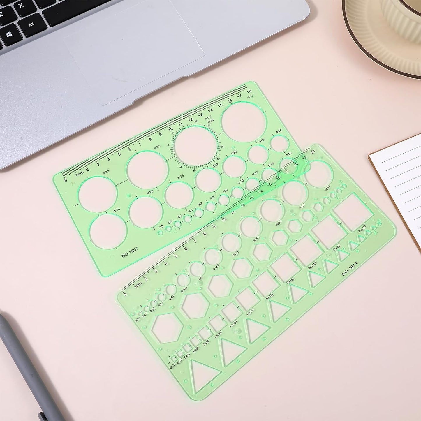 2pcs Circle Stencils, Lightweight and Portable Stencils for Drawing, Durable Geometric Stencil, Draw Geometric Shapes Such as Circles, Triangles, Squares, and Hexagons of Various Sizes