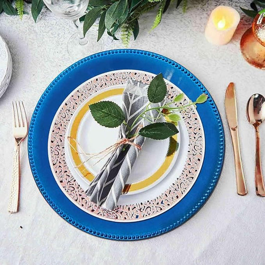 Efavormart 6 pcs 13" Royal Blue Round Charger Plates Dinner Chargers for Tabletop Decor Holiday Wedding Catering Event Decoration