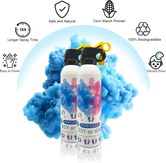 Gender Reveal Fire Extinguisher-2 Packs Blue Gender Reveal Smoke Spray Set for Baby Boy-Biodegradable Party Supplies Ideas & Decorations for Baby Shower (Blue Large)