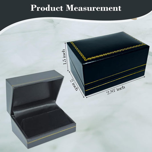 Novel Box Black Jewelry Box for Cufflinks 2.87x2x1.5 Inches - Stylish Cufflink Gift Boxes with Gold Trim - Faux Leatherette Cufflinks Storage Case - Gift Presentation Cases for Cufflinks Only