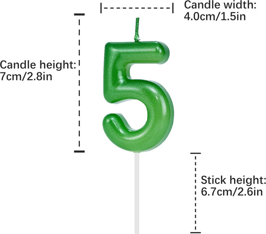 Green Number 5 Birthday Candles, Cake Toppers for Birthday/Baby Shower/Anniversary/Wedding Party Celebrating/Decorating. (Green Number 5)