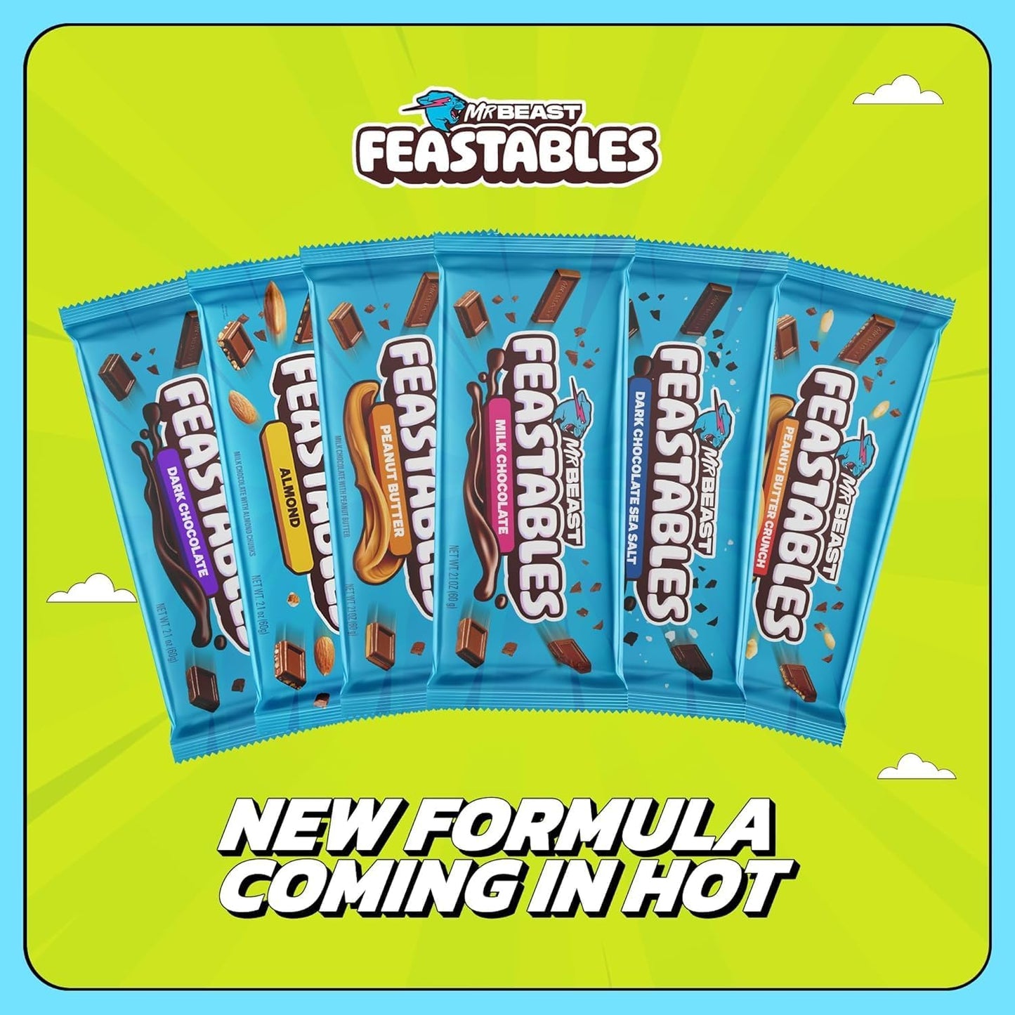 Feastables MrBeast Milk & Cookies Pack, King Size Milk Chocolate & Cookies & Creme Bars, 10 Each, Candy Bars for Adults & Kids as Snacks, Gifts, or Dessert, Fairtrade Cocoa, 2.1 Oz Each, 20 Count