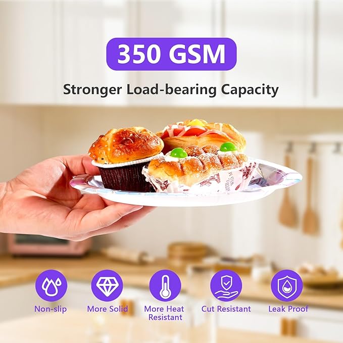 Grencian 96Pcs 30th Birthday Decorations Iridescent 30th Birthday Party Plates Disposable 350GSM Sweet 30 Years Paper Tableware Set for Women 30 Years Old Party Supplies Serves 24