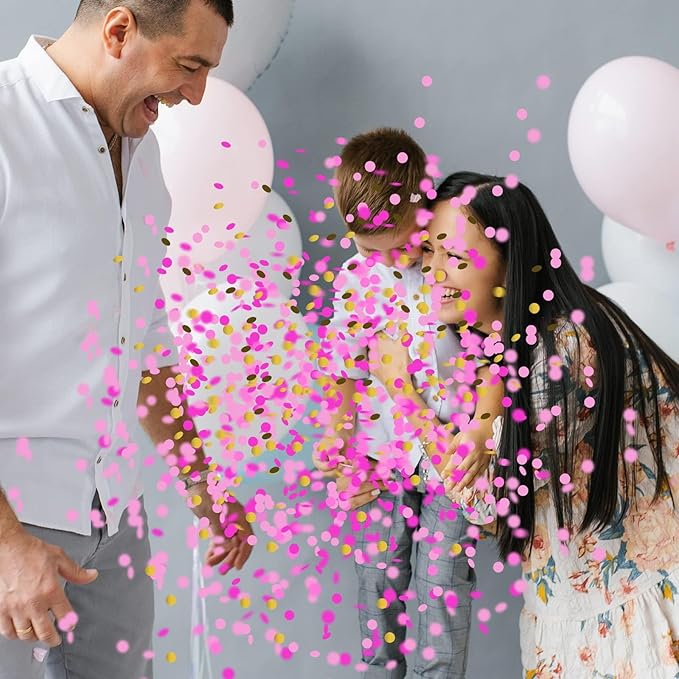 Disfore Thickened Gender Reveal Balloon - 2pcs Gender Reveal Confetti Balloons with Pink and Blue Confetti – 36 Inch Black Gender Reveal Balloons Perfect for Taking Photos and Videos
