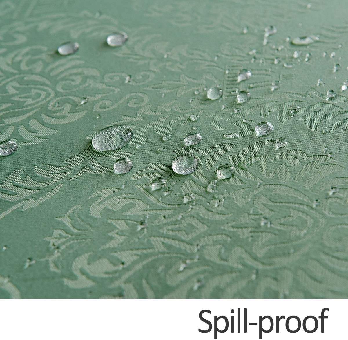 maxmill Jacquard Round Table Cloth Damask Design Waterproof Antiwrinkle Heavy Weight Soft Tablecloths for Circular Table Cover and Kitchen Dinning Tabletop Round 70 Inch Sage Green