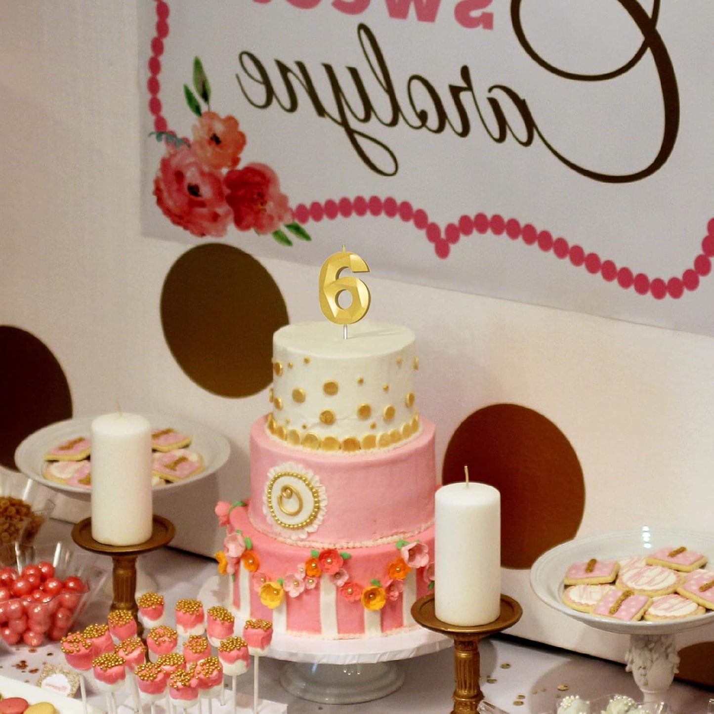 Number Birthday Candles(10 Candle Gold) 3D Diamond Shape Number Happy Birthday Cake Candles for Birthday Party Wedding Decoration Reunions Theme Party