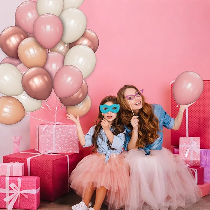 68 Pcs Retro Pink Nude Party Balloons 12Inch Dusty Pink Metallic Rose Gold Balloon Beige Blush Latex Ballons for Girls Birthday Wedding Baby Shower Party Decorations.