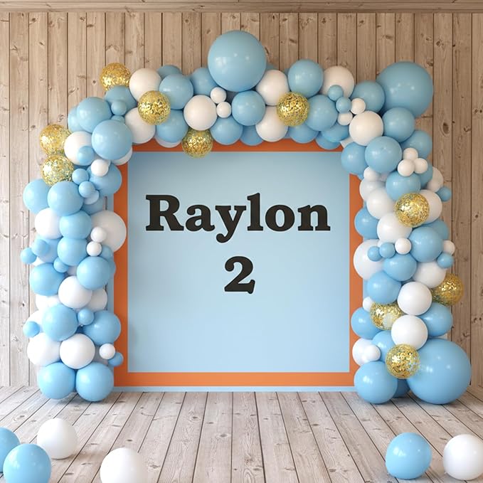 Blue and White Balloons - 60PCS 12 Inch Pearl White,Baby Blue,Linght Blue,Gold Confetti Balloons for Wedding, Birthday, Baby Shower Party Decor