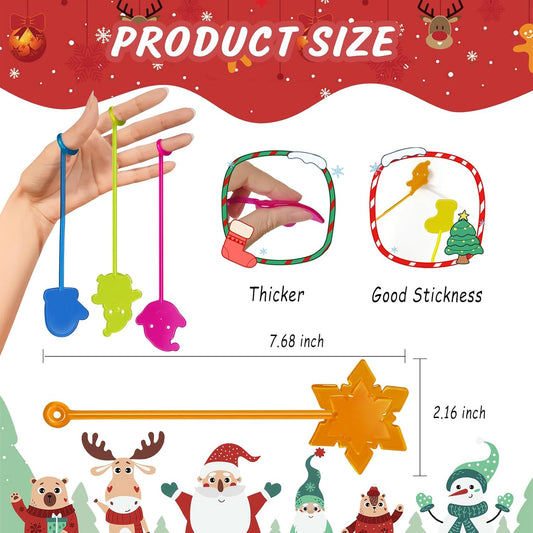 Christmas Sticky Hands Bulk 42PCS Christmas Party Favors for Kids Stocking Stuffers for Kids Stretchy Sticky Hand Toy Goodie Bag Stuffers Fillers Toys Classroom Prizes Carnival Birthday Party Supplies