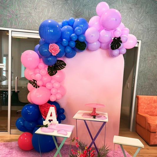 Royal Blue and Pink Balloons Arch 118pcs Pastel Blue Light Pink Balloons Garland Metallic Confetti Latex Balloon Explosion Star Foil Summer Hawaii Birthday Party Decorations Gender Reveal Baby Shower