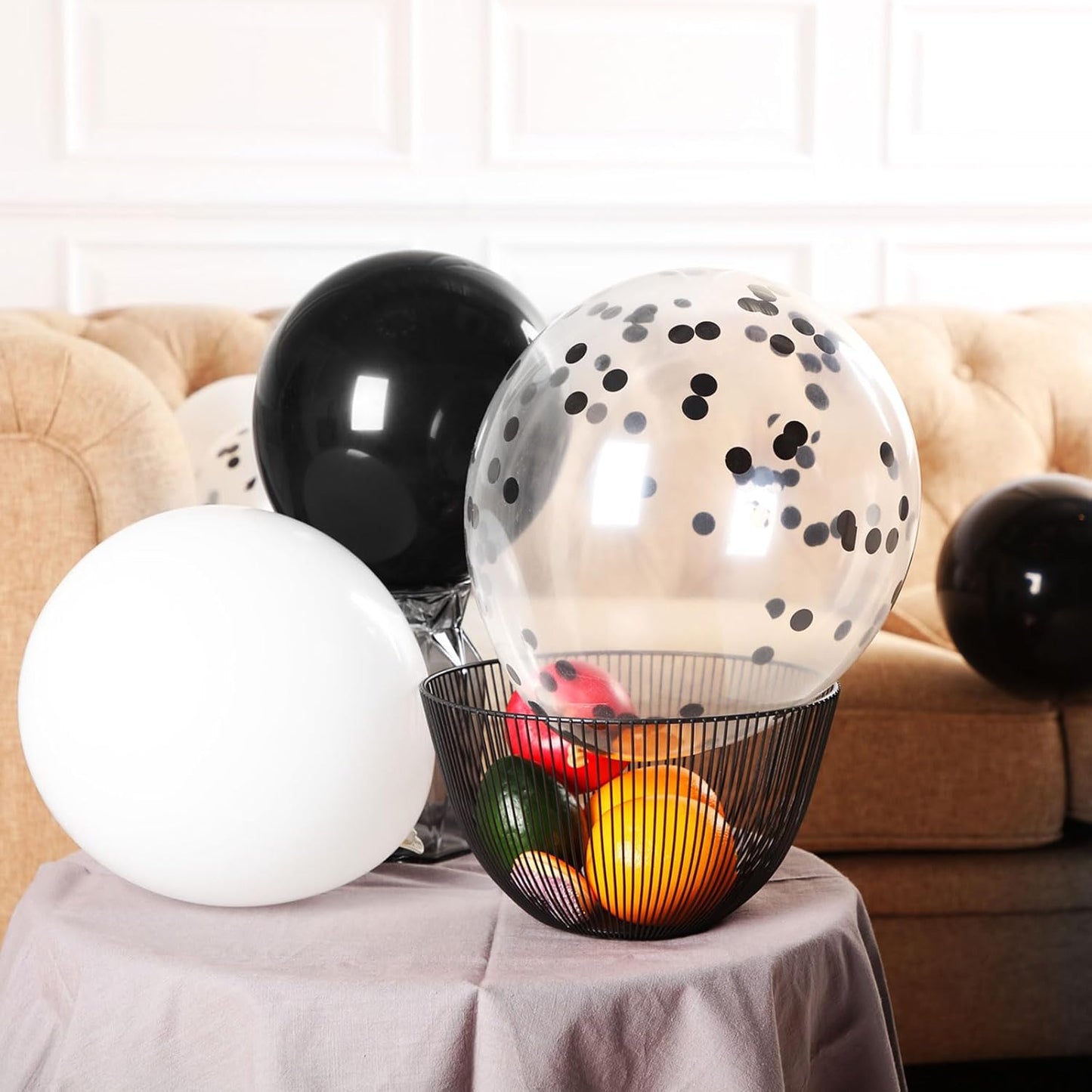 Hestya 100 Pieces 12 Inch White Black Balloons Latex Party Balloons Arch Garland Kit for Weddings, Bridal Shower, Graduation, Anniversary, Birthday Party Decoration