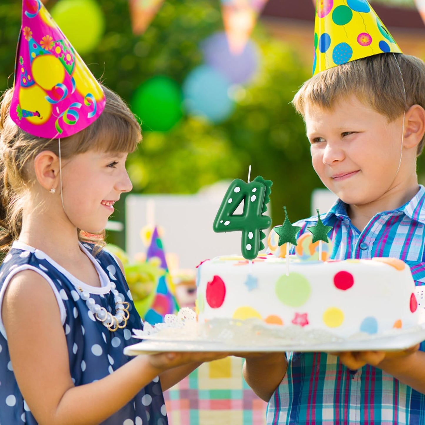 2.75 Inch Green Dinosaur Shaped 9 Number Birthday Candles and Star Birthday Candles,Suitable for Dinosaur Birthday Decorations & Themed Parties Celebration
