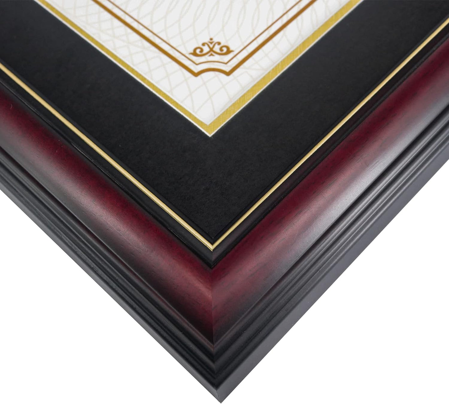 GraduationMall 11x17 Cherry Wood Diploma Frame with Tassel Holder for 8.5x11 Certificate Document,Real Glass,Black over Gold Mat