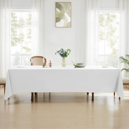 Rectangle Tablecloths 60x120 Inch 1 Pack White Tablecloth Washable Decorative Linen Polyester Table Cloths for Dining Table Banquets Buffet Parties and Wedding