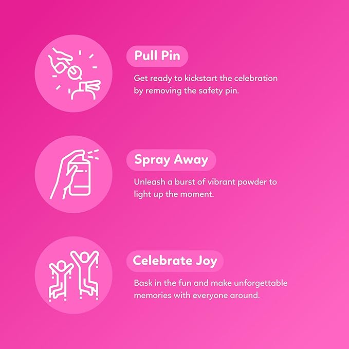 Pink Powder Spray Gender Reveal Biodegradable| Launches 25ft | 10 Second Spray | Holi Color Decorations for Photoshoots, Festivals, Celebrations | TUR Party Supplies