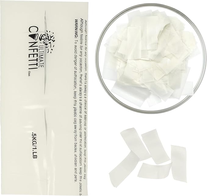 Ultimate Confetti, Biodegradable Dissolving Rice Paper Confetti –Rectangular Flame-Resistant and Water-Soluble Paper Confetti for Cannon and Launcher use – Best for Celebrations - 1 lb, 16 oz