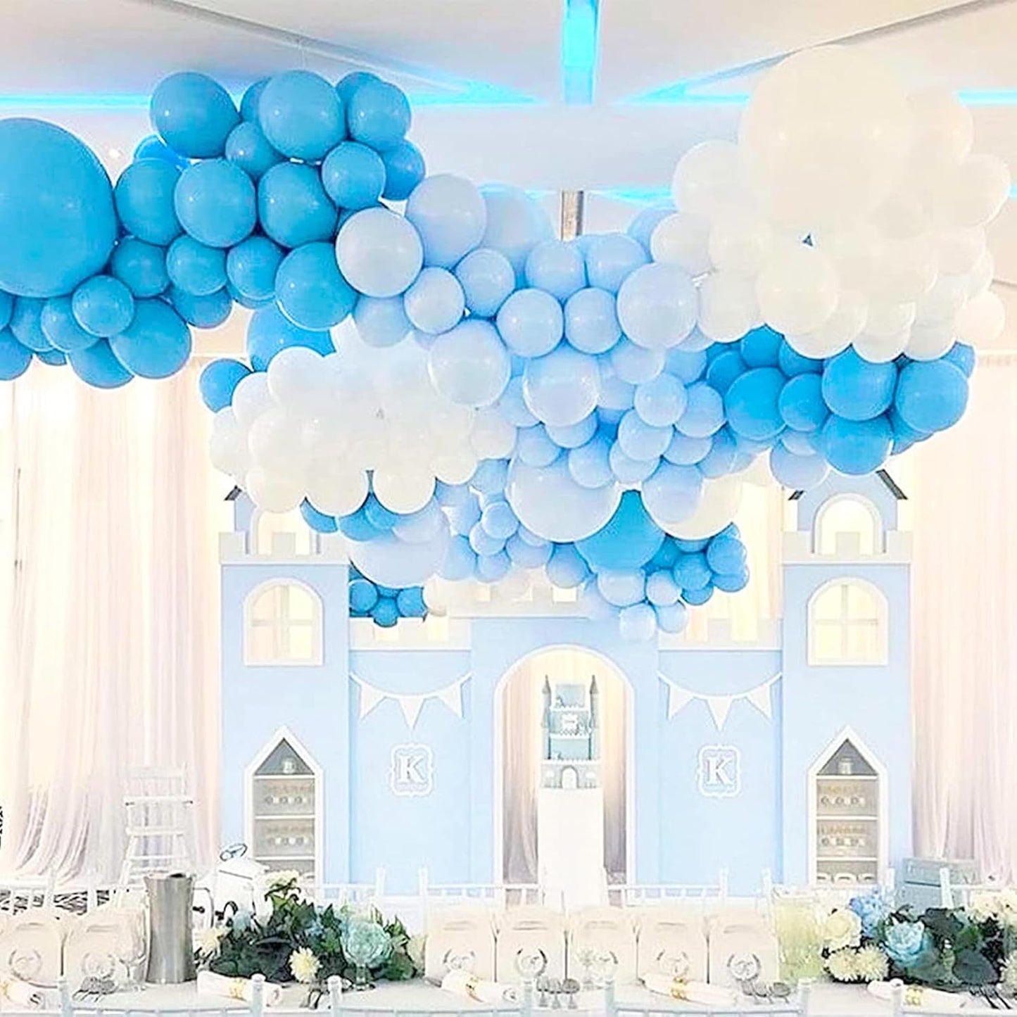 PartyWoo Light Blue Balloons 4 pcs 36 Inch Extra Large Big Jumbo Giant Baby Pastel Sky Aqua Blue Balloons for Graduation Baby Shower Gender Reveal Weddings Birthday Party Decorations Blue-Y20