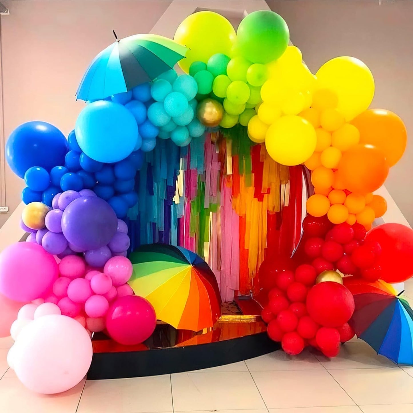 PartyWoo Assorted Colors Rainbow Balloons 100pcs 5 Inch Multicolor Colorful Primary Color Balloon for Graduation Baby Shower Unicorn Fiesta Flower Spring Rainbow Theme Birthday Party Decorations
