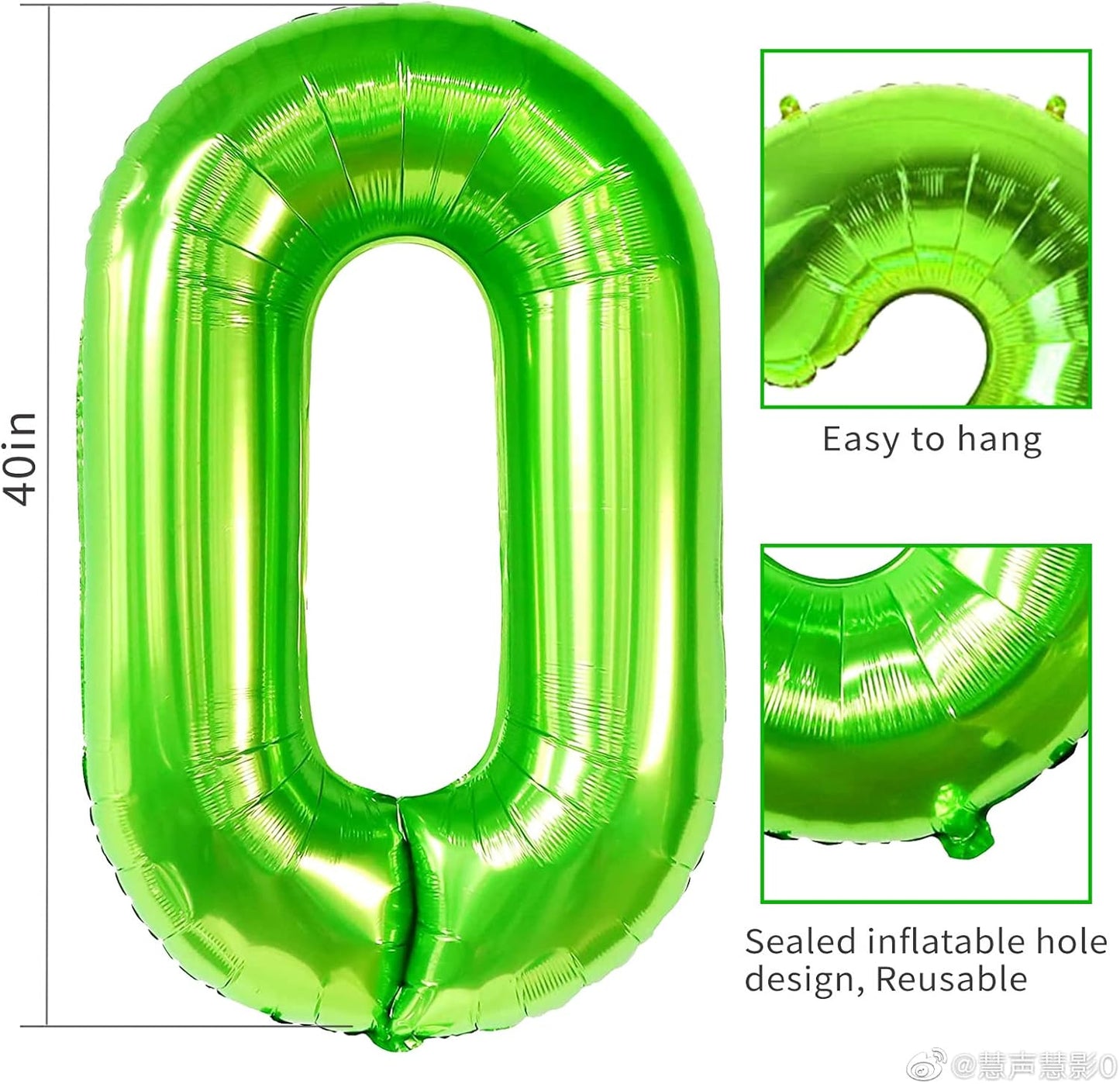 Smlpuame 40 inch Number Balloon 0-9 Green Large Number 0 Balloons,Digital Balloons for Birthday Party Celebration Decorations Supplies, Helium Foil Number Balloons for Wedding Anniversary