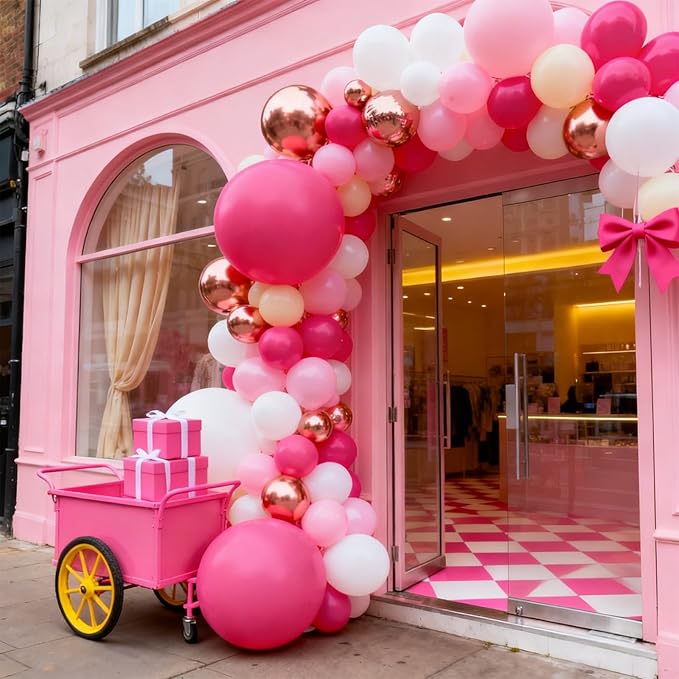 Patimate Hot Pink Balloons - 100pcs 12 Inch Bright Pink Latex Party Balloons for Valentine's Day Wedding Birthday Anniversary Engagement Bridal Shower Bachelorette Party Decorations