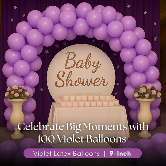 Monty 9 Inch Pastel Violet Latex Balloons Pack of 2 (100 pcs) – Party Decorations, Birthdays, New Year, Anniversaries, Christmas, Baby Shower & Weddings Decor