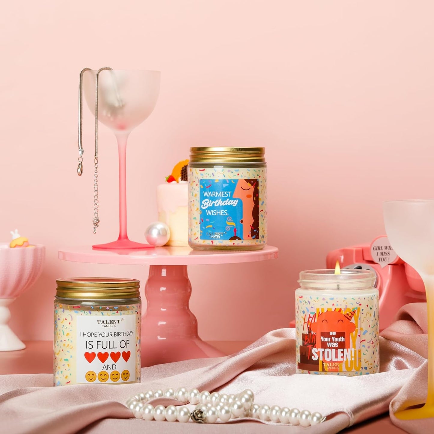 Happy Birthday Candle| Birthday Gifts for Women Girls Best Friend | Birthday Candles Gifts Ideas | Pear & White Jasmine Scented Candles