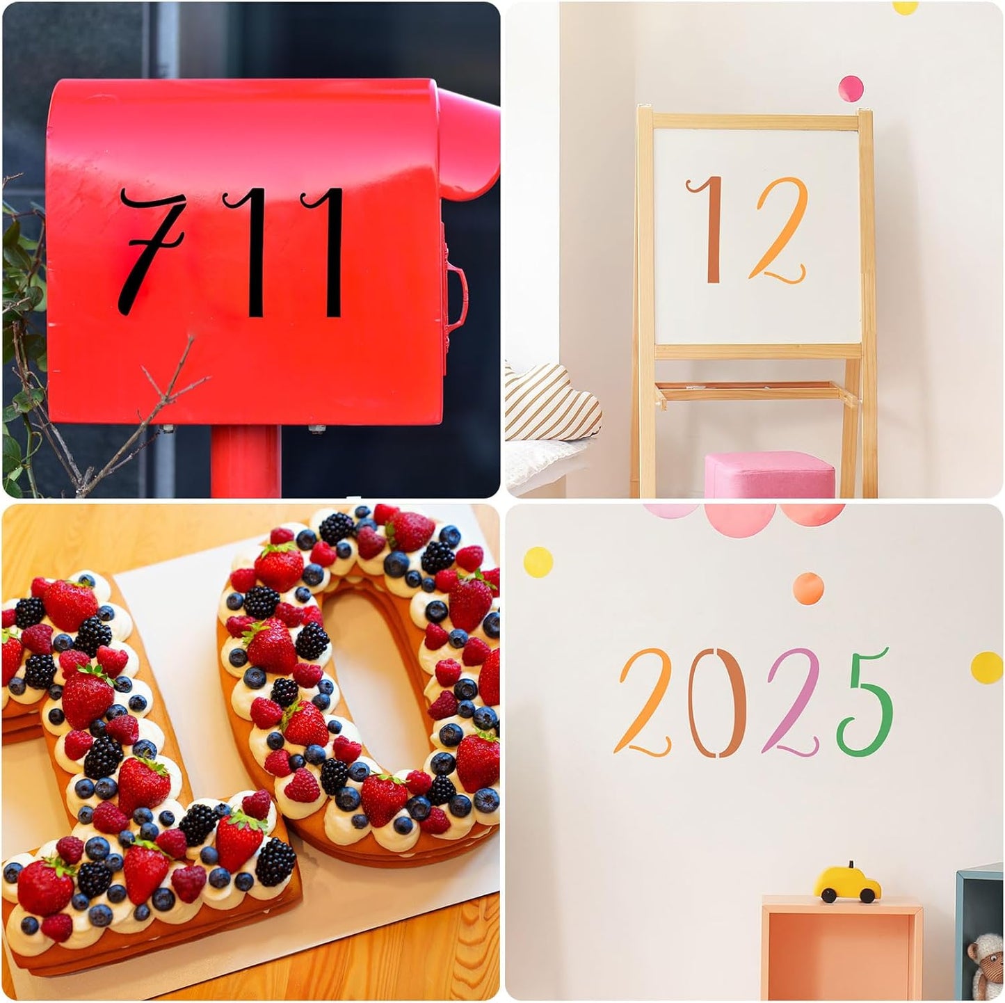 uxcell 8 Inch Large Number Stencils Set, 0-9 Plastic Address Number Stencil Templates Reusable Digital Painting Templates for Cake Stencil Address Number Painting, Style D