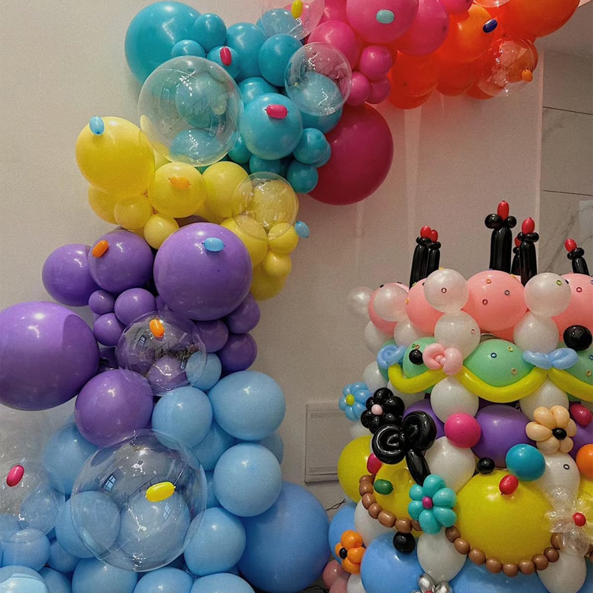 Rainbow Balloons Garland Arch Kit, 146Pcs 5 Assorted Color Latex Balloon Different Sizes 18 12 10 5 Inch for Gender Reveal Baby Shower Wedding Birthday Party Decoration