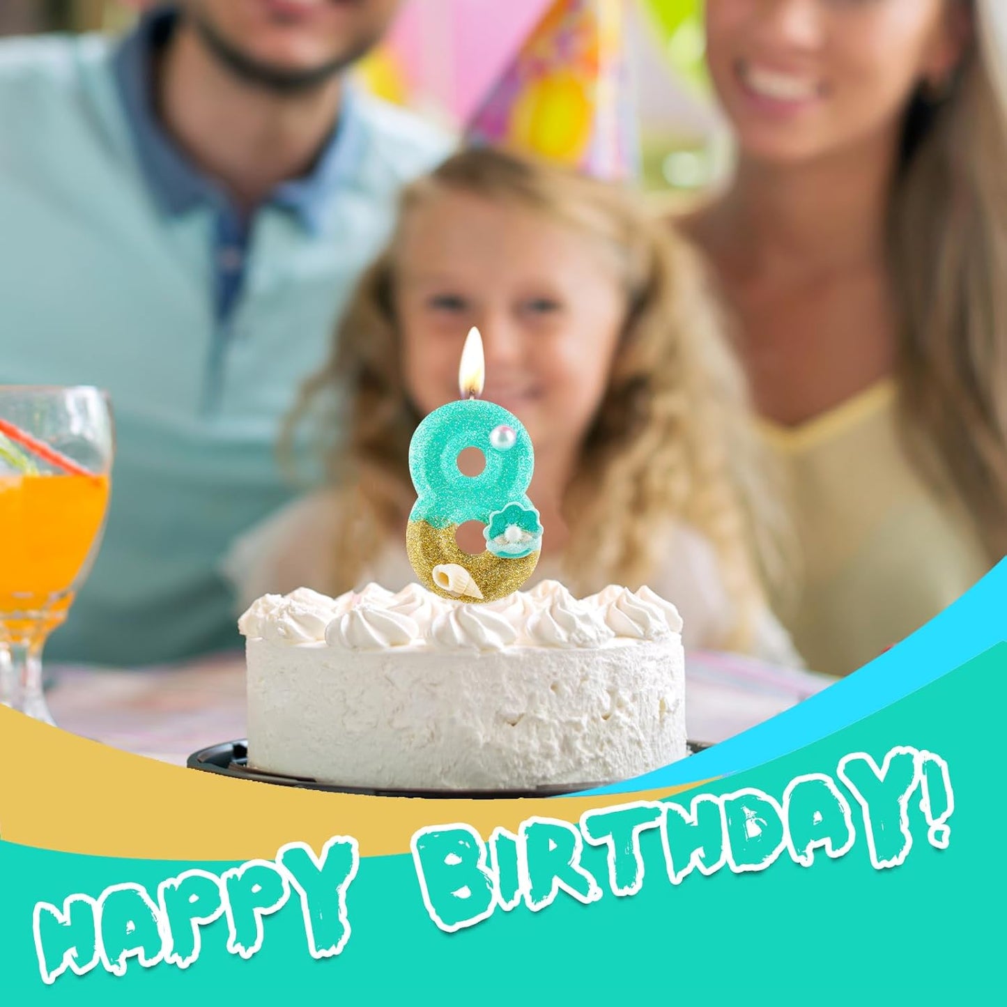 2.76 Inch Birthday Candles Number 1 Candle,Handmade Shell Candle Cake Topper,Mermaid Beach Theme Finding Nemo Birthday Party Favors Decorations