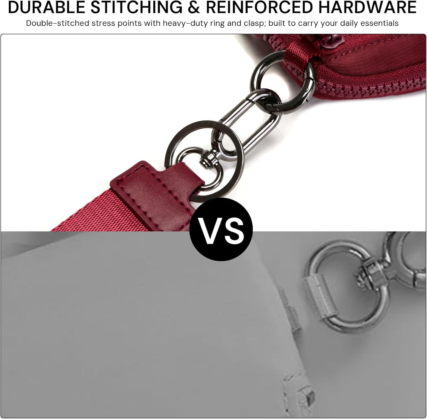 YDF Keychain Wallet for Women Mini Zip Card Holder with ID Window Coin Purse Detachable Wristlet Small Wallets Burgundy