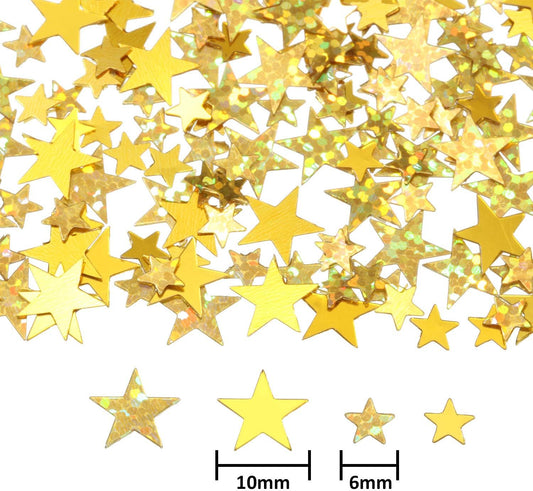 Hestya 60g Star Confetti Glitter Table Confetti Metallic Foil Stars for Christmas Party Wedding Festival Decorations(Glitter Gold Set,10mm and 6mm)