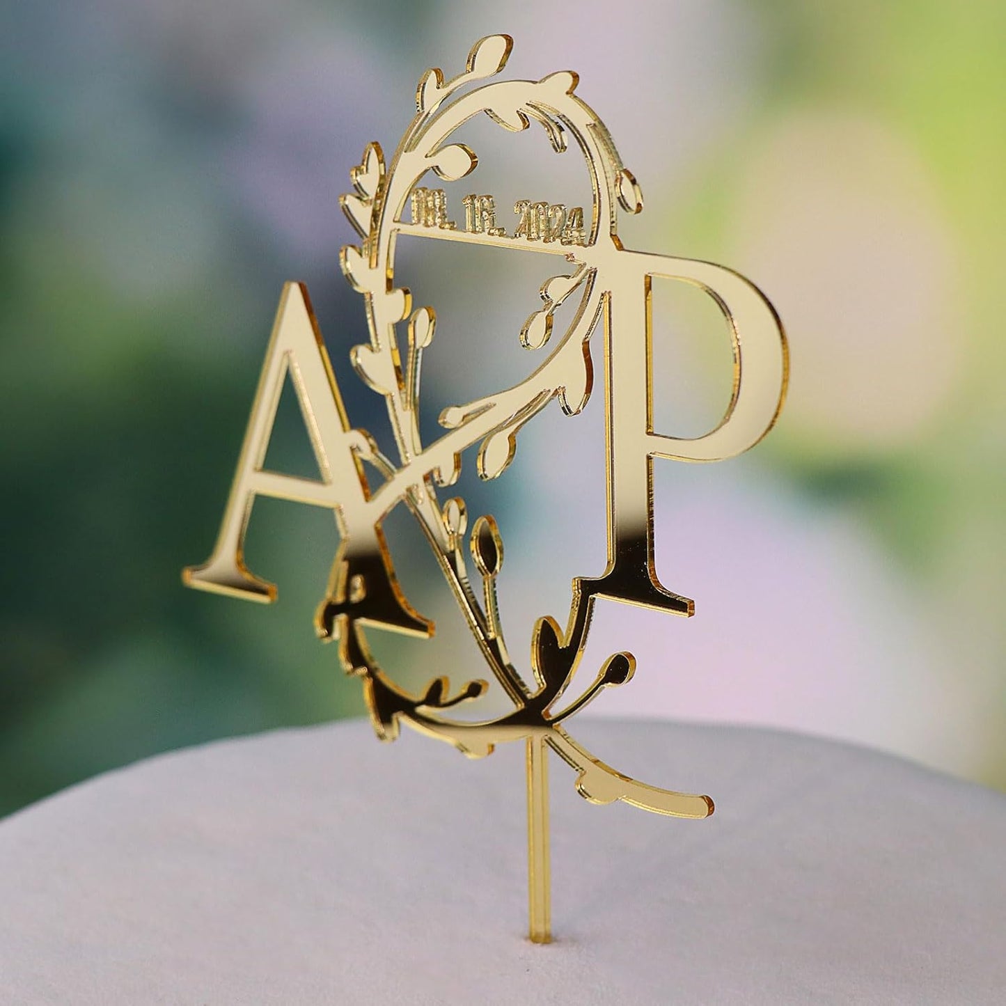 Initial Wedding Cake Toppers,Custom Cake Topper Wedding Bride and Groom,Personalized 16 Colors Anniversary Cake Decoration