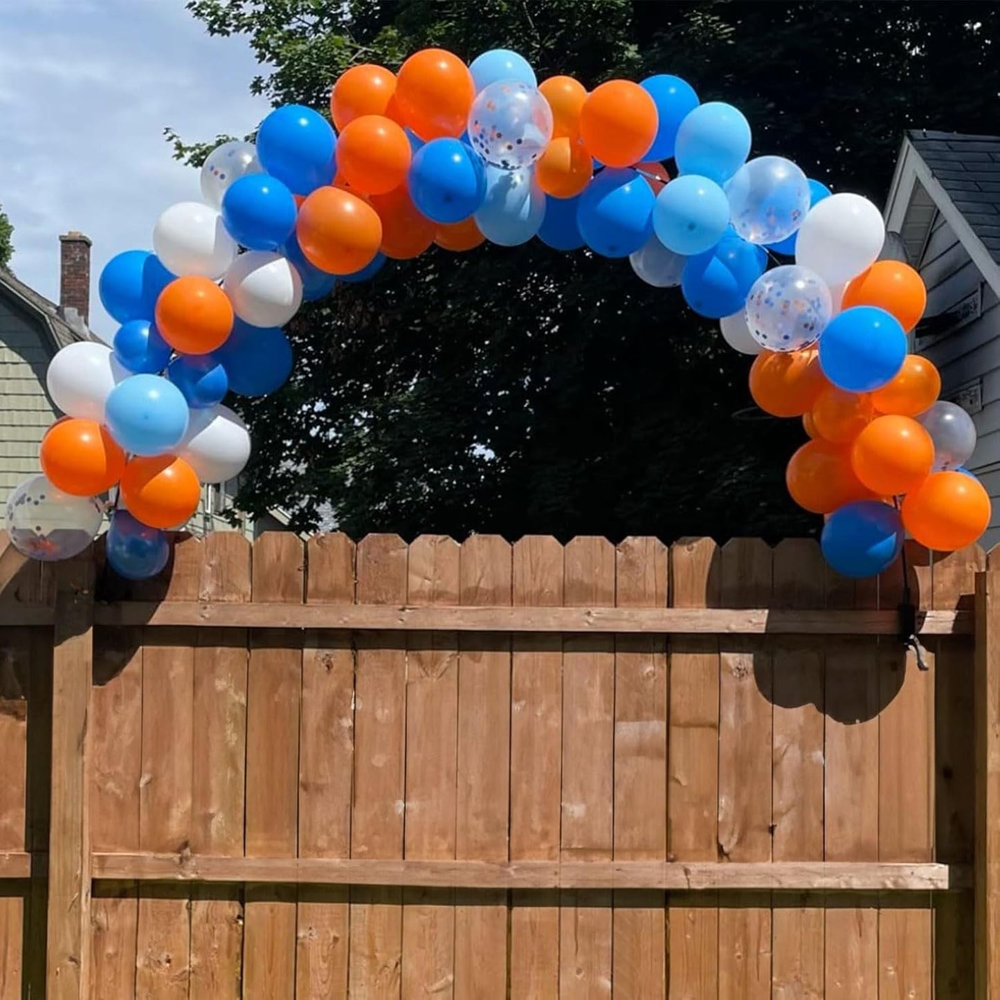 Togvu Orange and Blue Balloon, 12 Inch Orange Blue White Latex Balloons Orange Royal Blue White Balloons with Ribbons for Kids Birthday Baby Shower Space Thema Party Decorations
