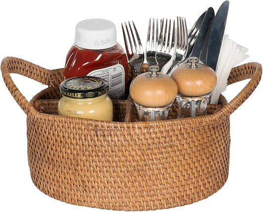 Kouboo 1020004 Laguna Utensil Caddy Utensil & Bottle Basket, Honey Brown