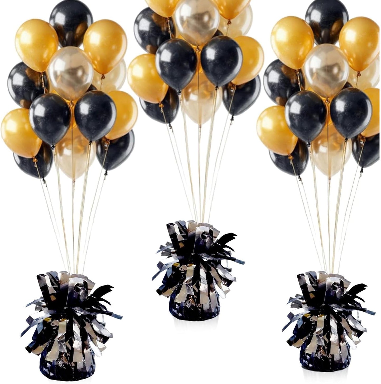 Balloon weights, 12 pieces, aluminum foil, suitable for birthday parties, gatherings, weddings, dinners and other occasions, weight 0.36bl (Black)